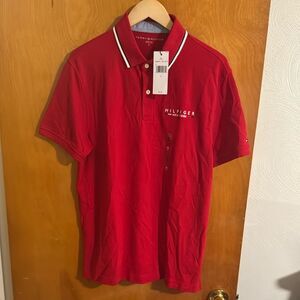 Tommy Hilfiger Polo Shirt Mens Medium Red Pique